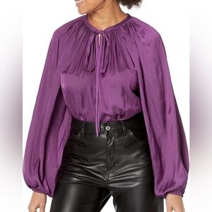 Ramy BROOK NWT Shiny Paris silky top in very purple size XS